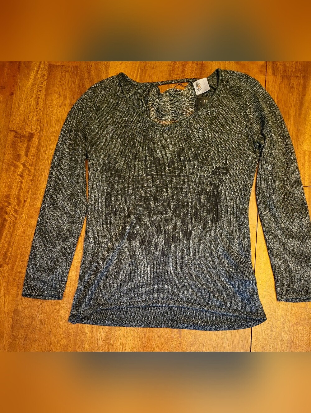 Harley-Davidson Black & Gray Scoop Neck Knit Sweater